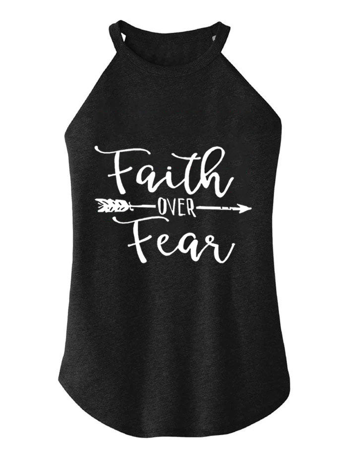 faith over fear TRI ROCKER COTTON TANK