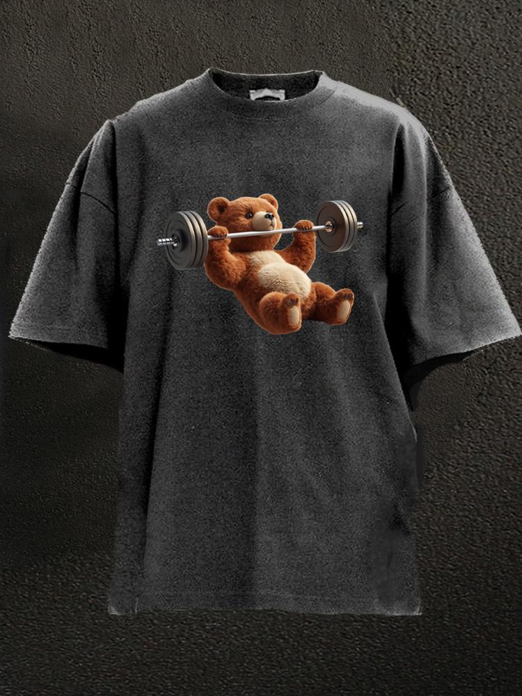 bench press bear Washed Gym Shirt