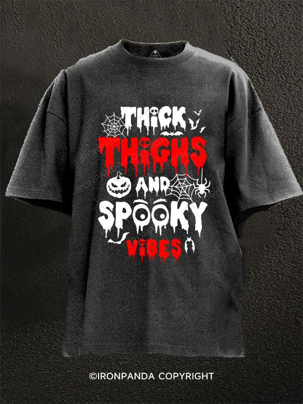 Thick Thighs Spooky Vibes Washed Gym Shirt