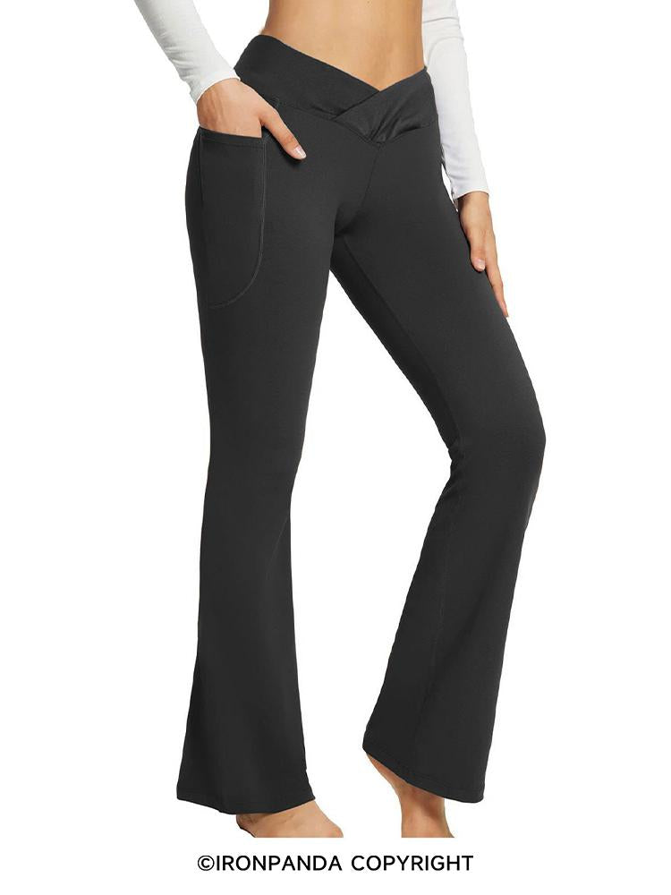 High Waist Cross Wide Leg Black Yoga Pants