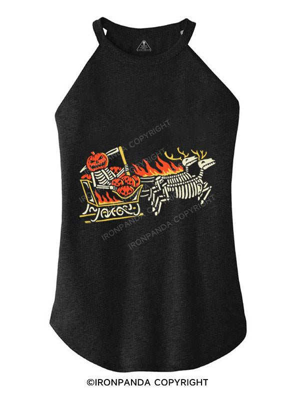 GRIM REAPER AND REINDEER SKELETON TRI ROCKER COTTON TANK