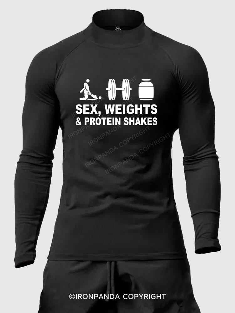 SEX WEIGHTS & PROTEIN SHAKES Men's Fitted Mock