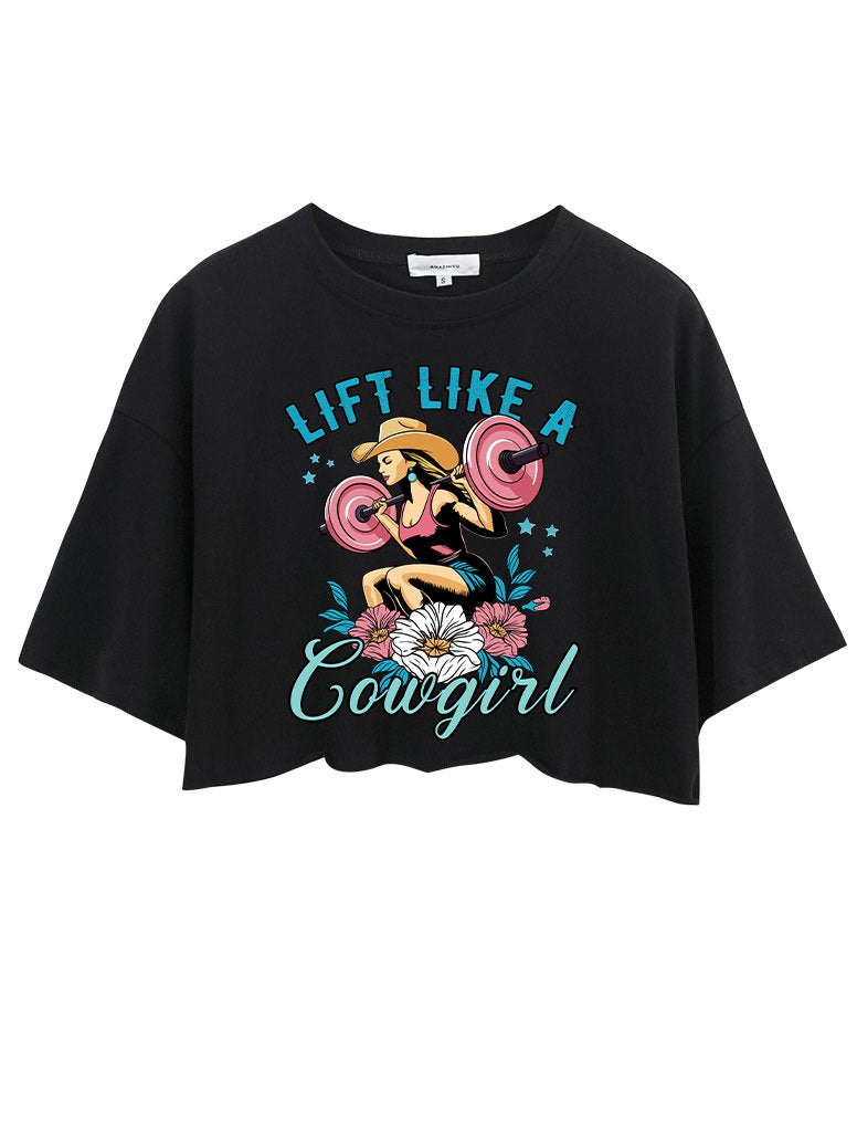 LIFT LIKE A COWGIRL CROP TOPS