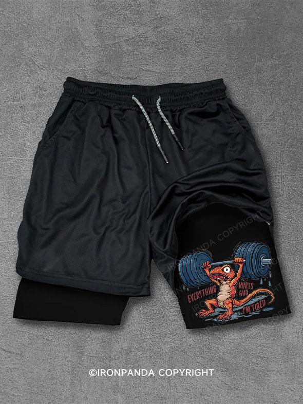 Funny Lizard I'm Tired Performance Training Shorts