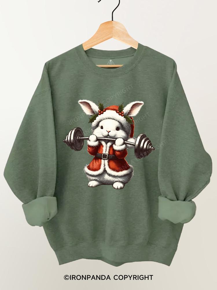 Christmas rabbit weightlifting Gym Sweatshirt