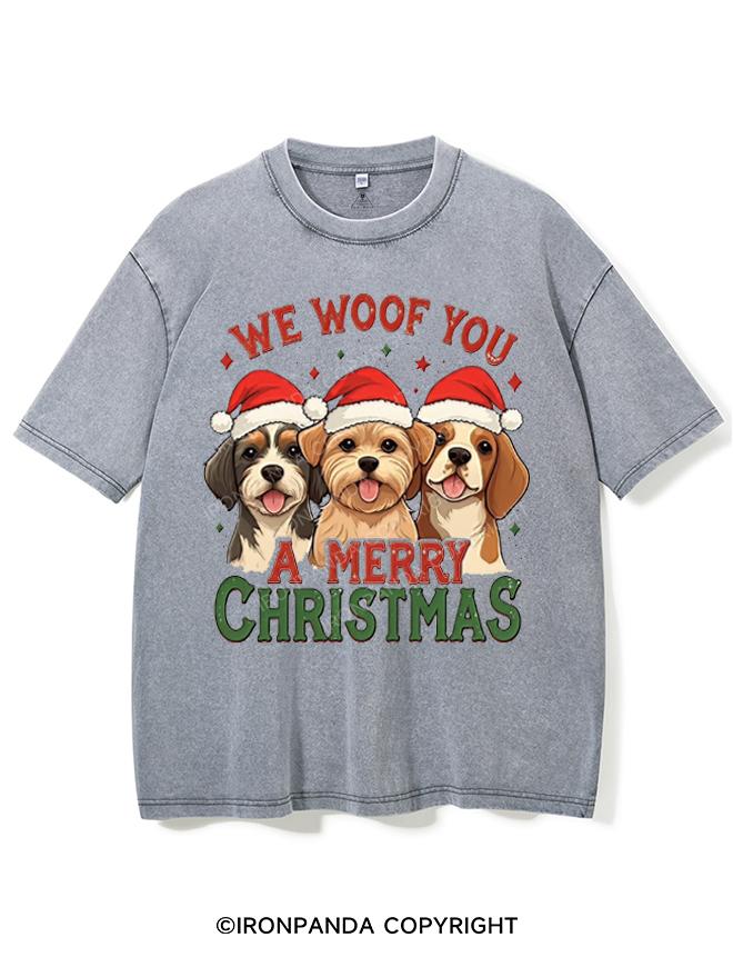 WE WOOF YOU A MERRY CHRISTMAS VINTAGE GYM SHIRT