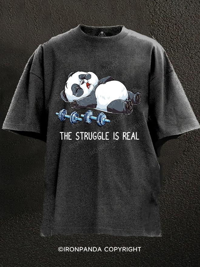 panda The Struggle Is Real Washed Gym Shirt