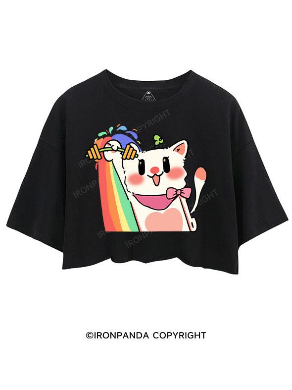 LIFTING KITTY VIBIN' WITH RAINBOWS CROP TOPS