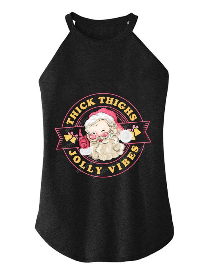 THICK THIGHS JOLLY VIBES TRI ROCKER COTTON TANK