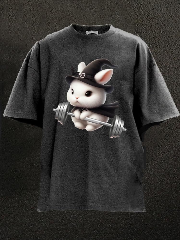 WITCH RABBIT LIFTING Washed Gym Shirt