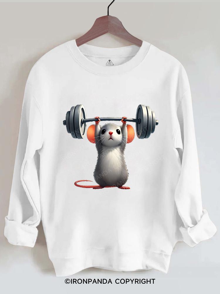 Strong Mouse Lifting Weights Gym Sweatshirt