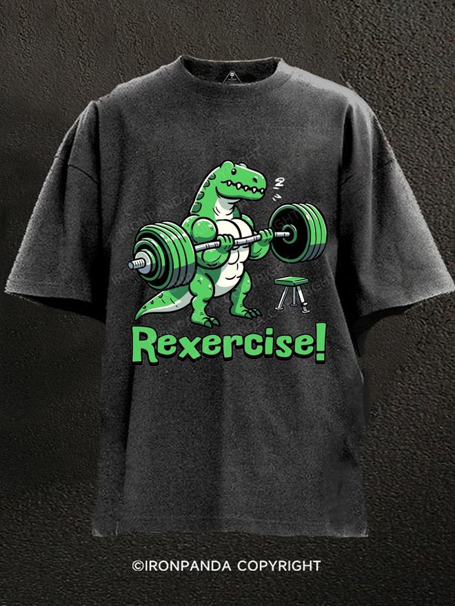 Rexercise! Weightlifting Dinosaur Washed Gym Shirt