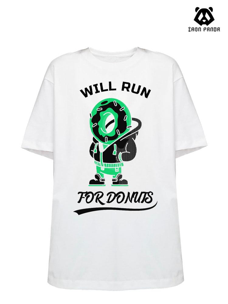 will run for donuts Loose fit cotton  Gym T-shirt