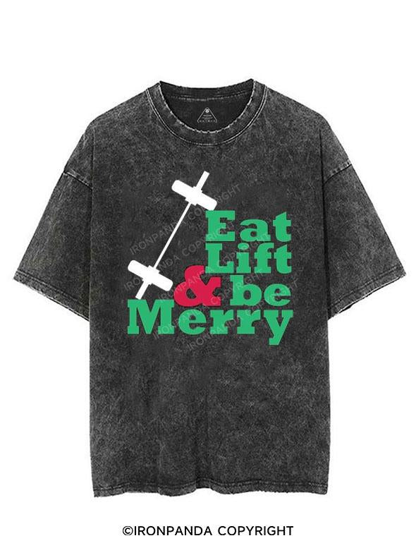 EAT LIFT & BE MERRY VINTAGE GYM SHIRT