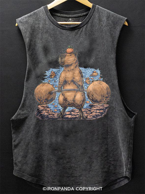 Deadlifting Capybara SCOOP BOTTOM COTTON TANK