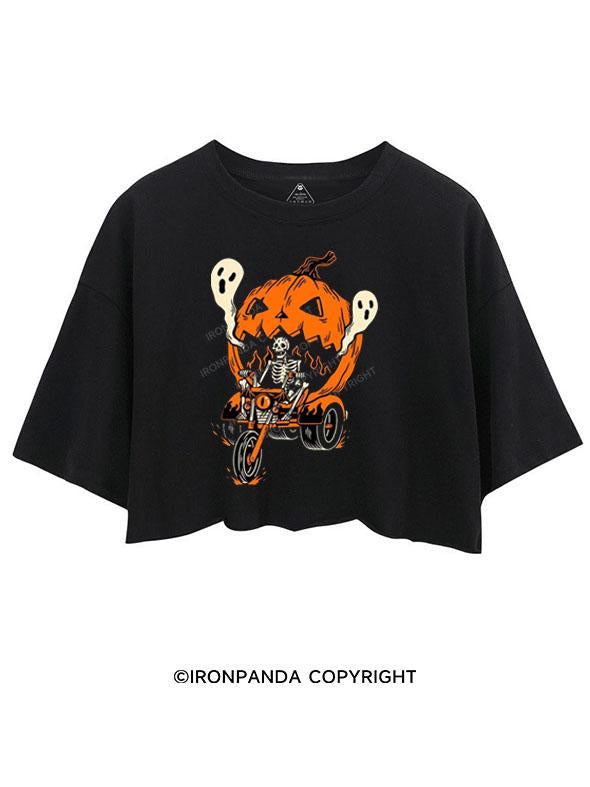 SKULL RIDE PUMPKIN  CROP TOPS