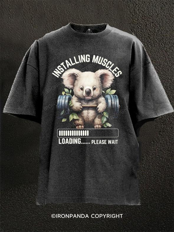 Koala Lifting Weights Washed Gym Shirt