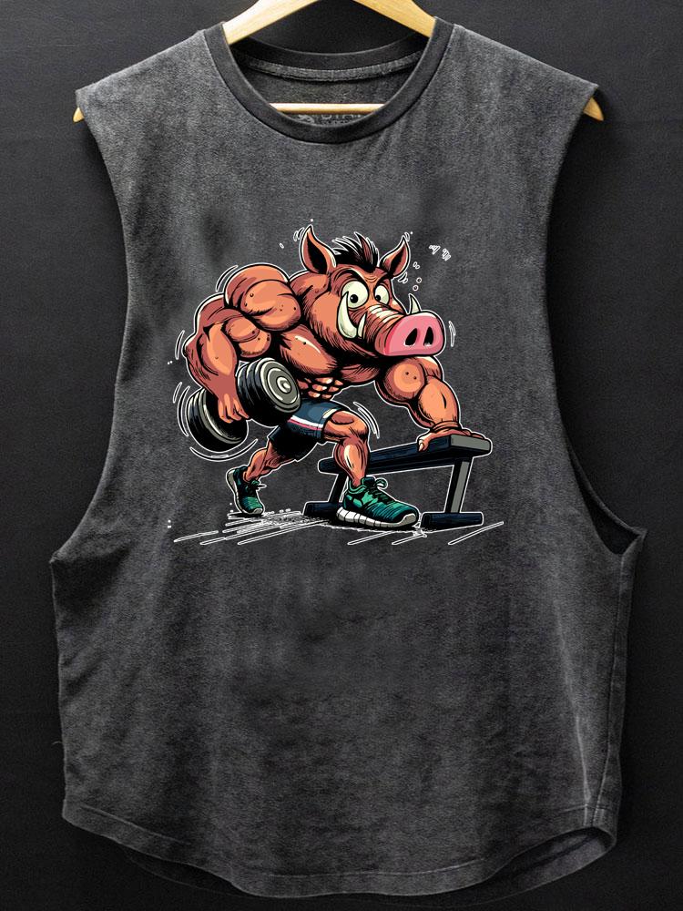 bodybuilder wild boar SCOOP BOTTOM COTTON TANK