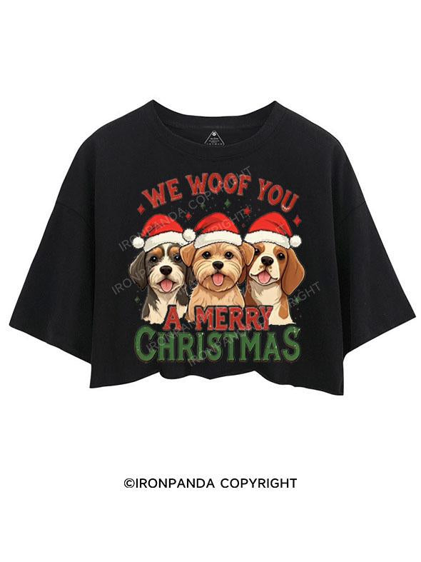 WE WOOF YOU A MERRY CHRISTMAS CROP TOPS