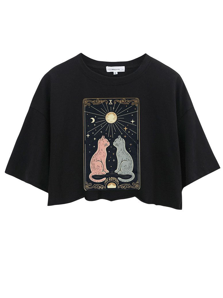 CAT TAROT CARD CROP TOPS