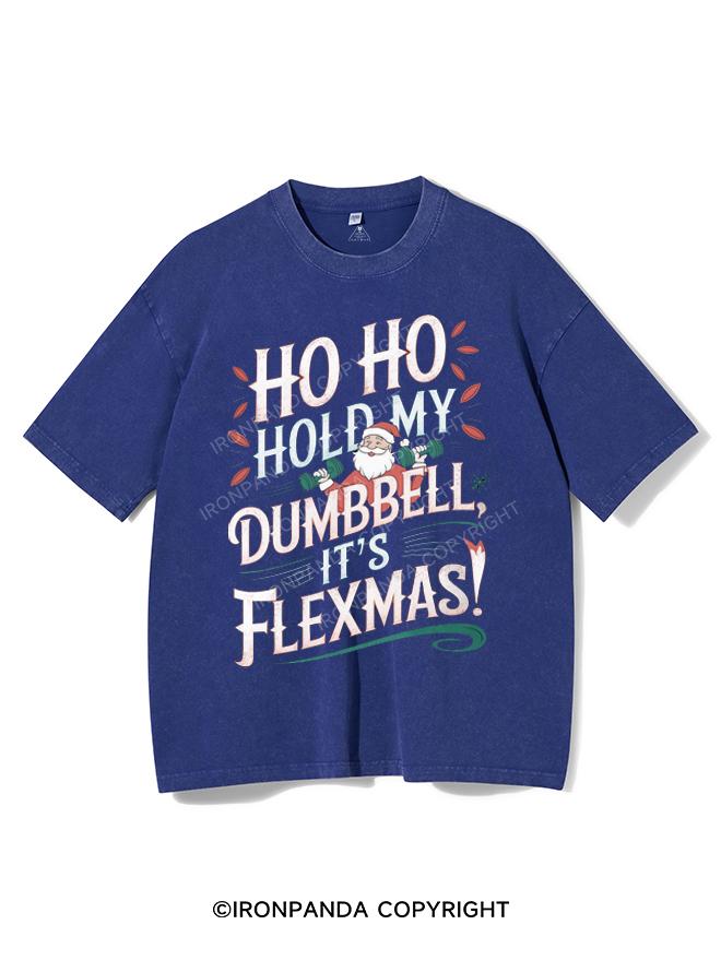 HO HO HOLD MY BUMBBELL IT'S FLEXMAS! VINTAGE GYM SHIRT