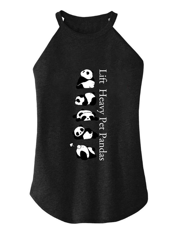 Lift heavy pet pandas TRI ROCKER COTTON TANK