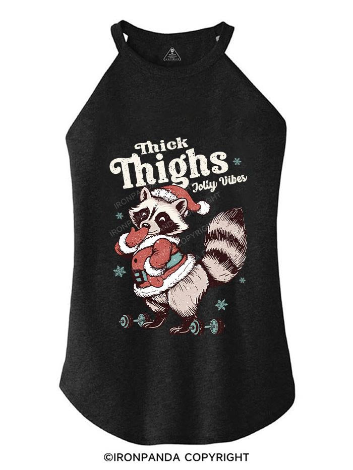 THICK THIGHS JOLLY VIBES TRI ROCKER COTTON TANK