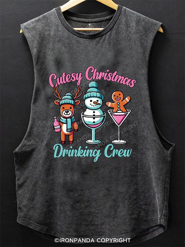 CUTESY CHRISTMAS DRINKING CREW SCOOP BOTTOM COTTON TANK