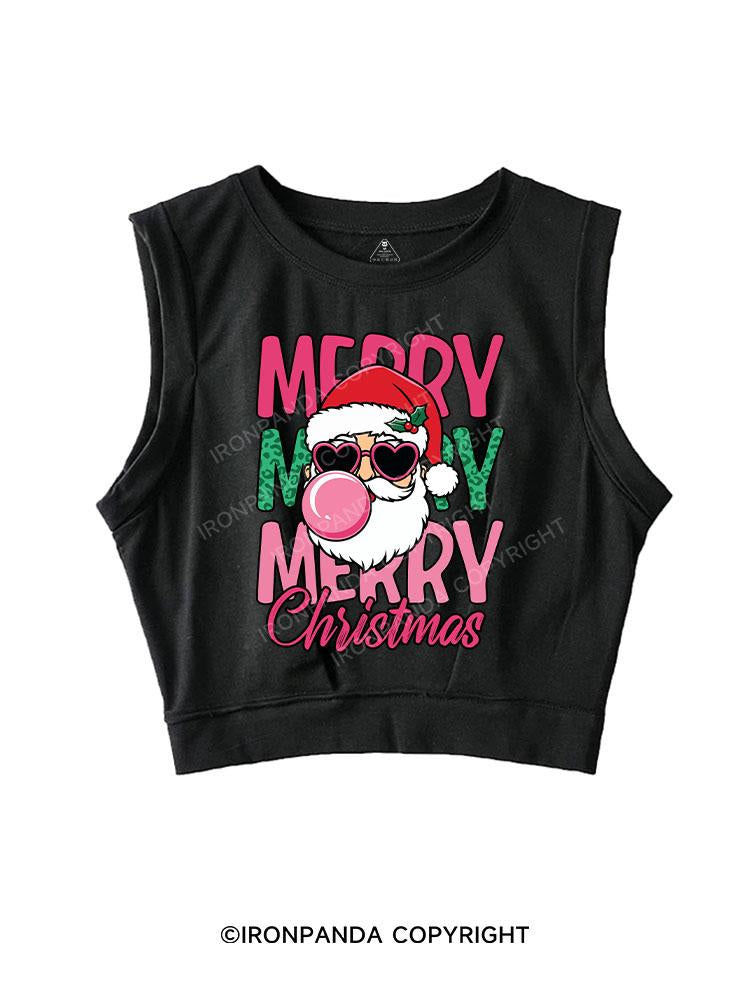 MERRY MERRY MERRY CHRISTMAS SLEEVELESS CROP TOPS