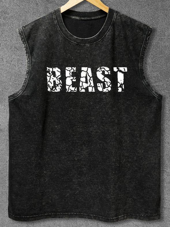 BEAST RIBBED Washed Gym Tank