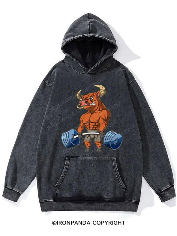 bull lifting Washed Gym Hoodie