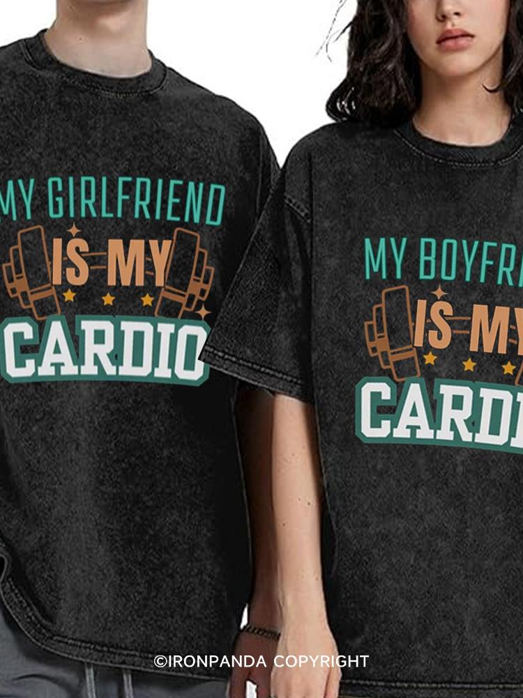 My Girlfriend Boyfriend is My Cardio Washed Matching Couple Gym Shirt