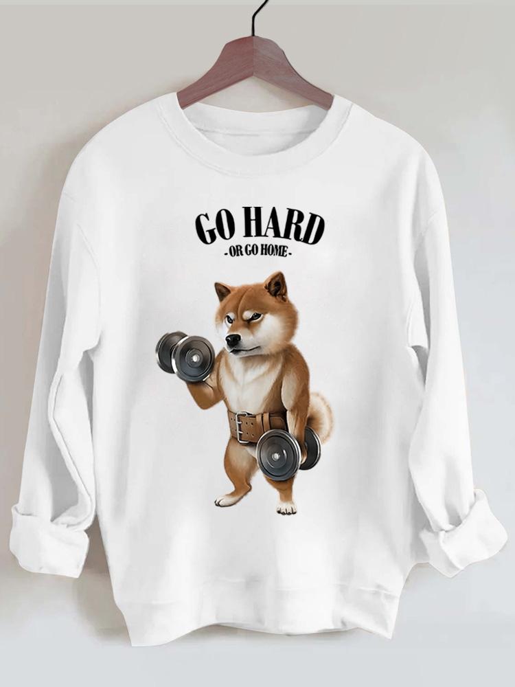 Go hard or go home Shiba dog Vintage Gym Sweatshirt