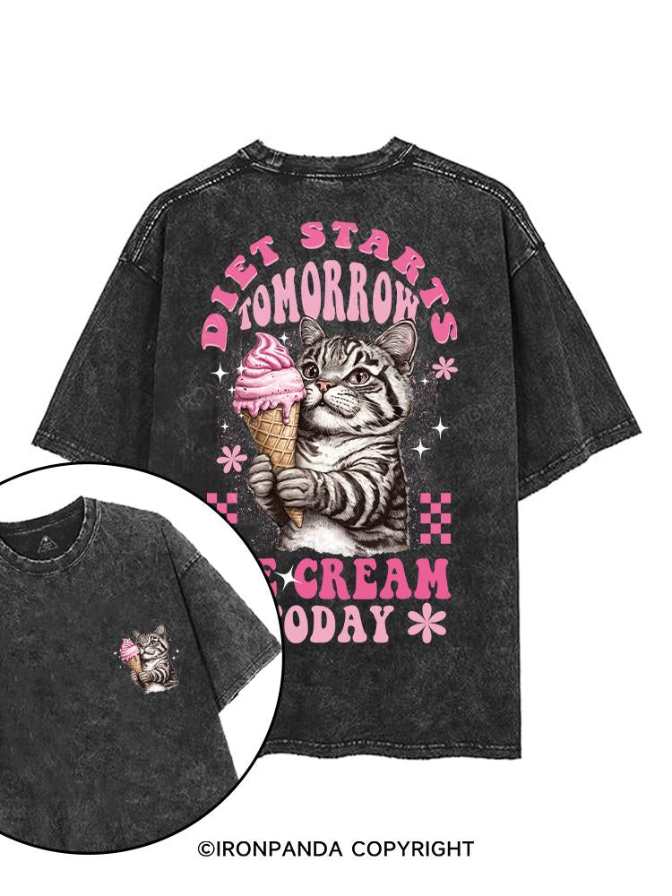 DIET STARTS TOMORROW, ICE CREAM TODAY printed Gym Shirt