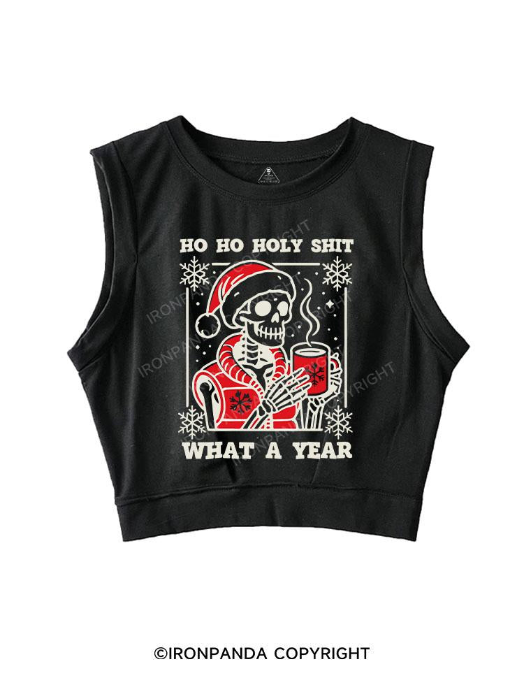 HO HO HOLY SHIT WHAT A YEAR SLEEVELESS CROP TOPS