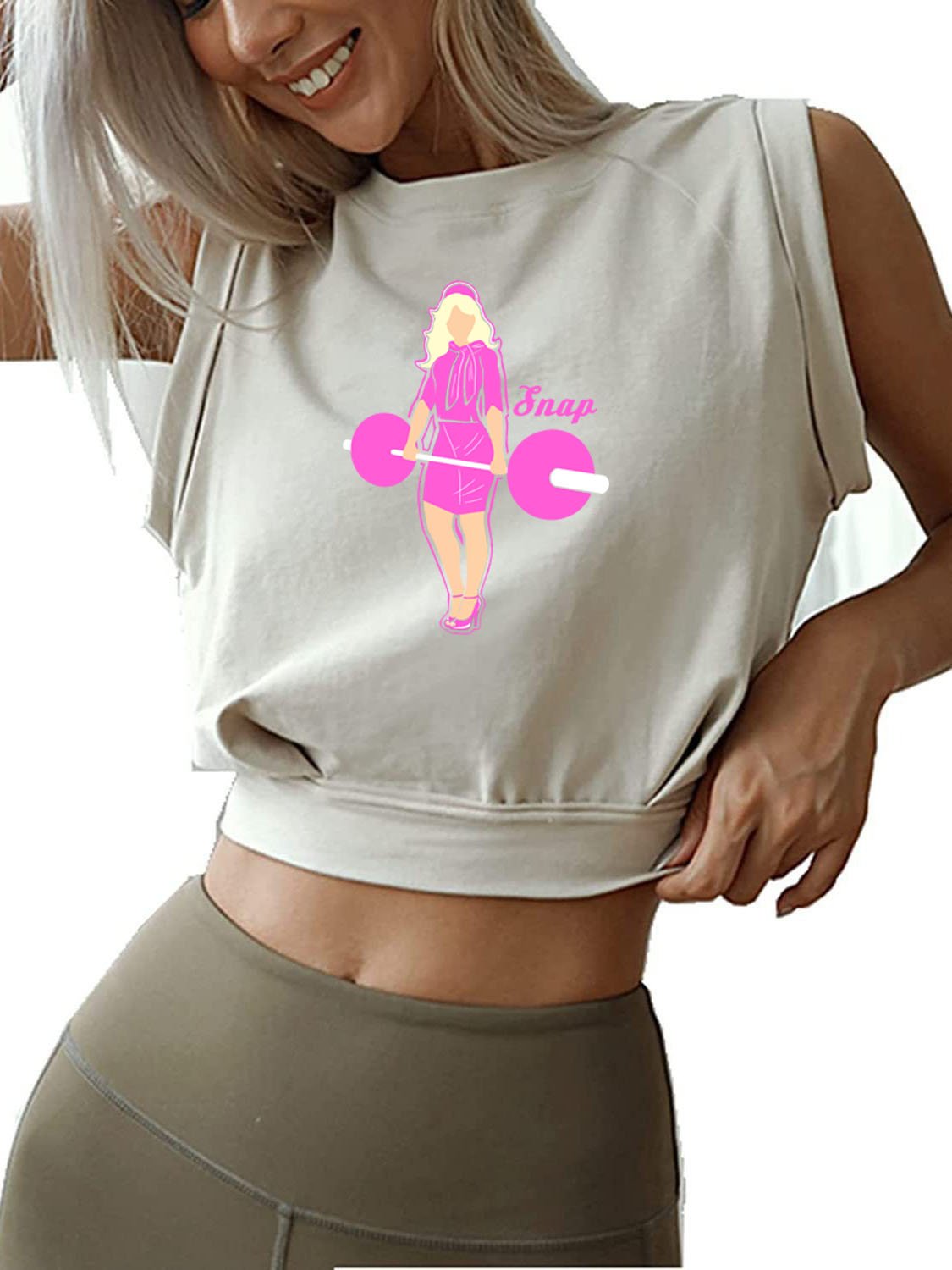 BARBELL WOMAN SLEEVELESS CROP TOPS