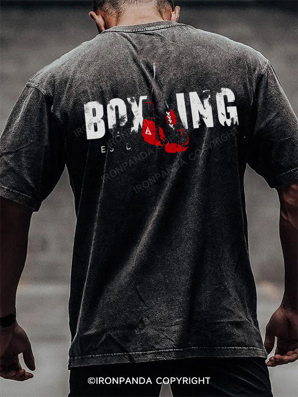 boxing back printed Washed Gym Shirt