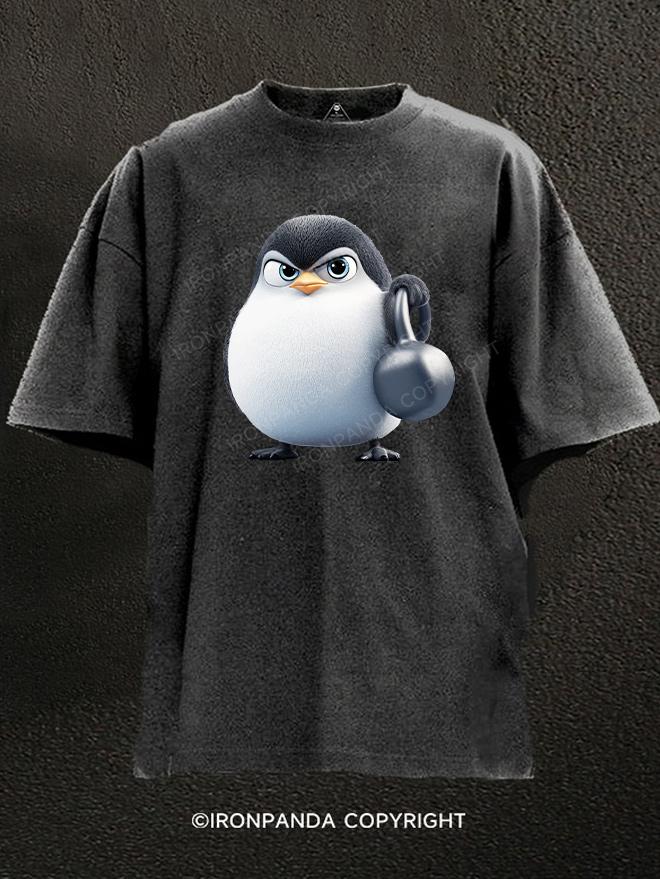 Kettlebell penguin Washed Gym Shirt