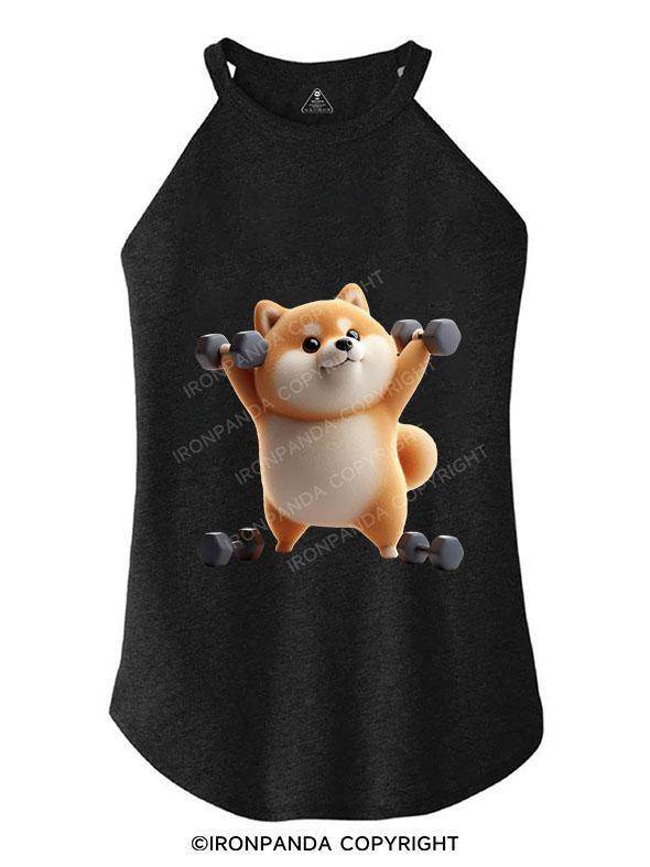 SHIBA INU GETTING SWOLE TRI ROCKER COTTON TANK