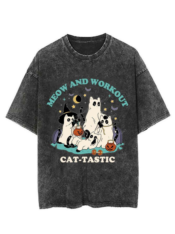 MEOW AND WORKOUT CAT-TASTIC VINTAGE GYM SHIRT