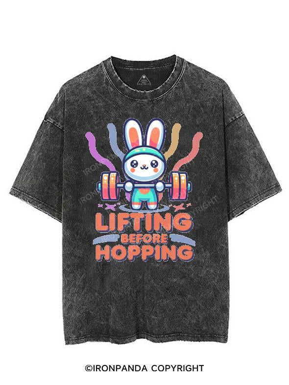 LIFTING BEFORE HOPPING VINTAGE GYM SHIRT