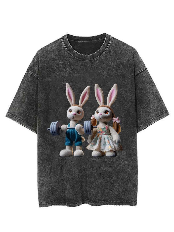 plush rabbit Couple Vintage Gym Shirt