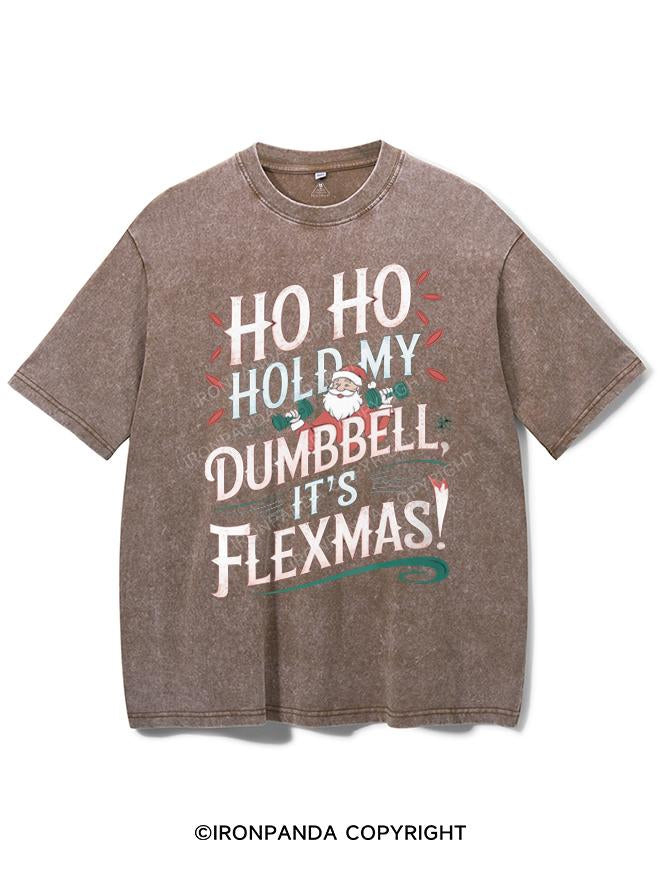 HO HO HOLD MY BUMBBELL IT'S FLEXMAS! VINTAGE GYM SHIRT