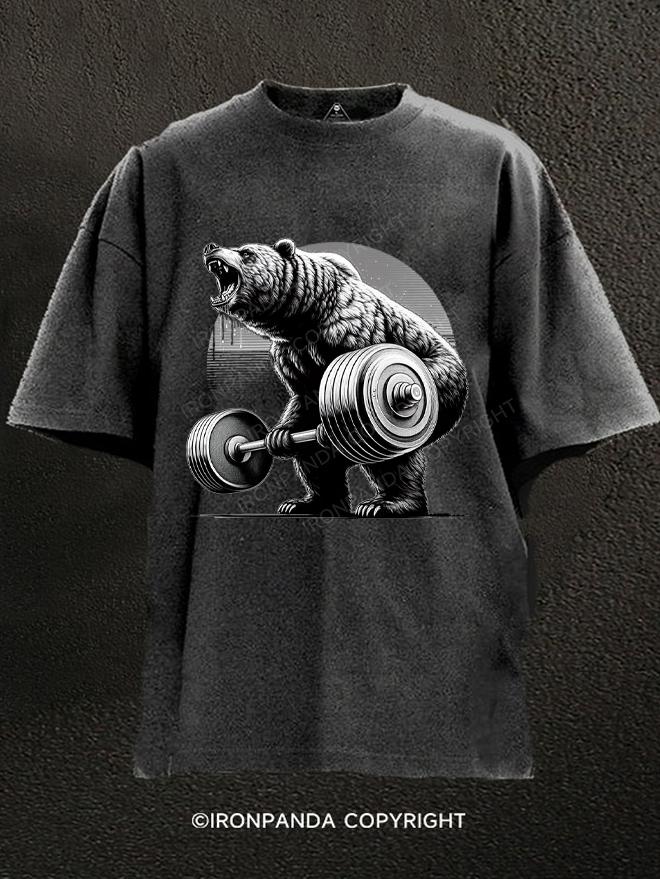 Deadlifting Bear Washed Gym Shirt