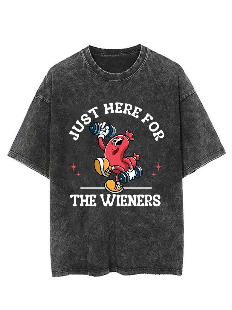 JUST HERE FOR THE WIENERS  VINTAGE GYM SHIRT