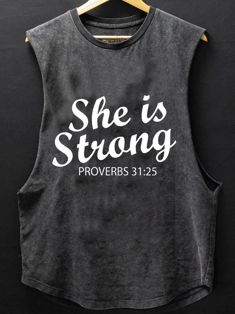 she is strong SCOOP BOTTOM COTTON TANK