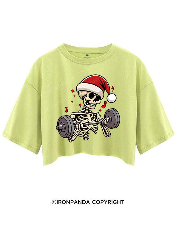 LIFTING CHRISTMAS SKULL CROP TOPS