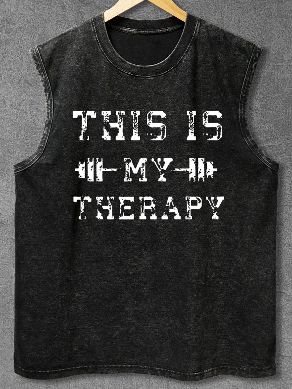 this is my therapy Washed Gym Tank