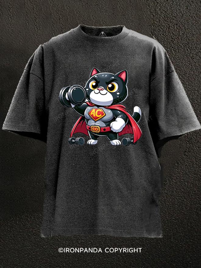 The Superhero Cat Washed Gym Shirt