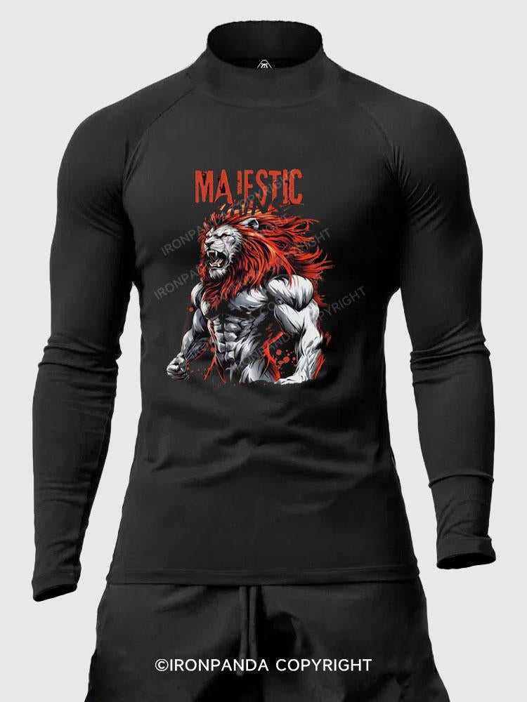 Majestic Gains Lion Men's Fitted Mock